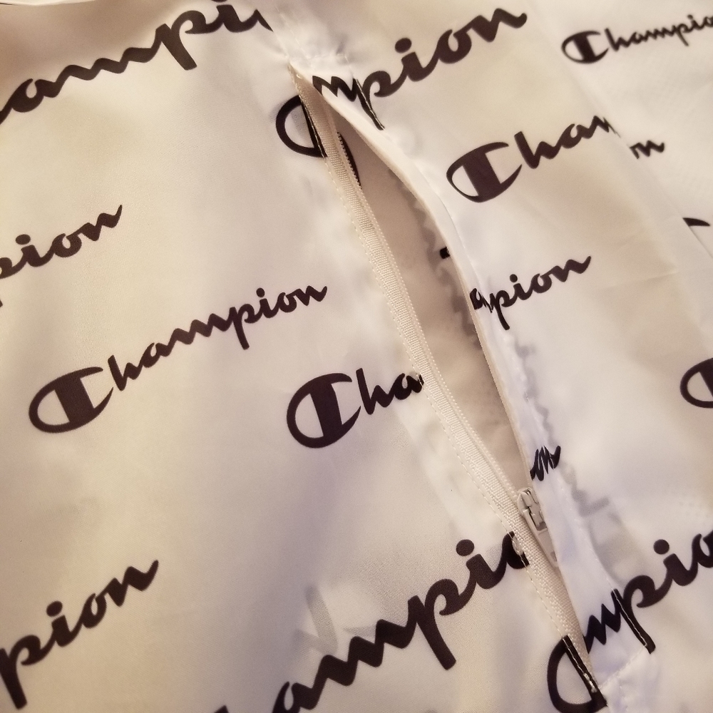 Men's Champion All Over Logo Anorak Windbreaker Jacket Hoodie - Picture 6 of 15